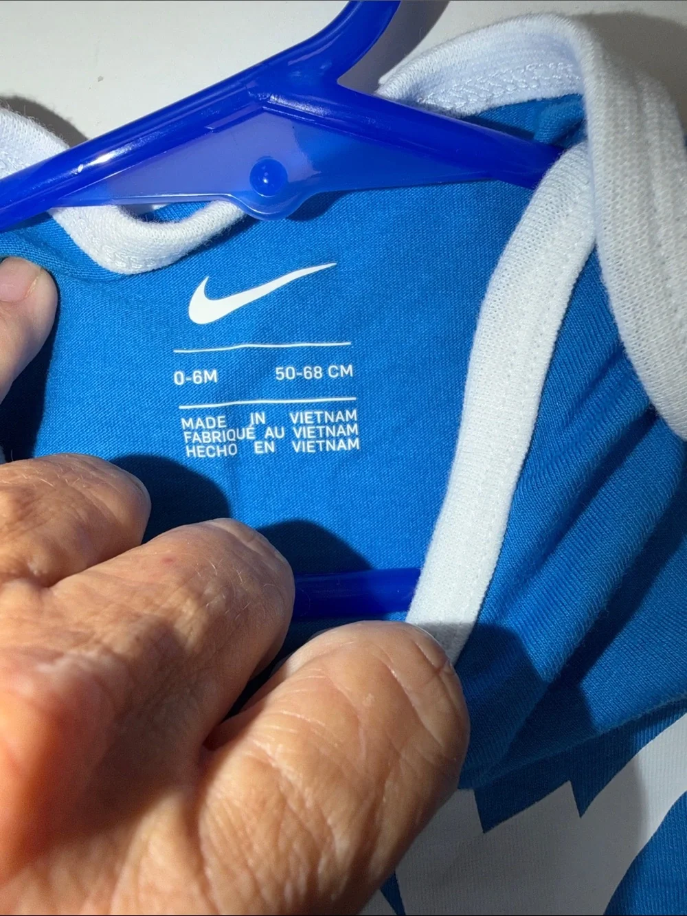 Nike Bright‎ Blue Baby Bodysuit with White Logo Trim